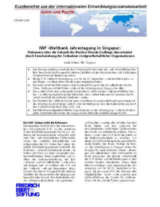 IWF-Weltbank-Jahrestagung in Singapur