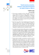 Transformación productiva, empleos y retos para la formación de capital humano en México