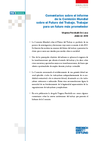 Comentarios sobre el informe de la Comisión Mundial sobre el futuro del trabajo