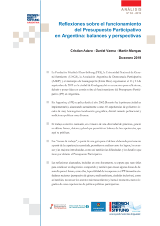 Reflexiones sobre el funcionamiento del presupuesto participativo en Argentina