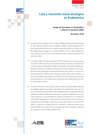 Litio y transición socio-ecológica en Sudamérica