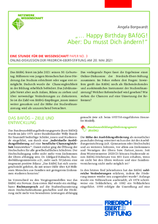 "... Happy Birthday BAföG! Aber: Du musst Dich ändern!"